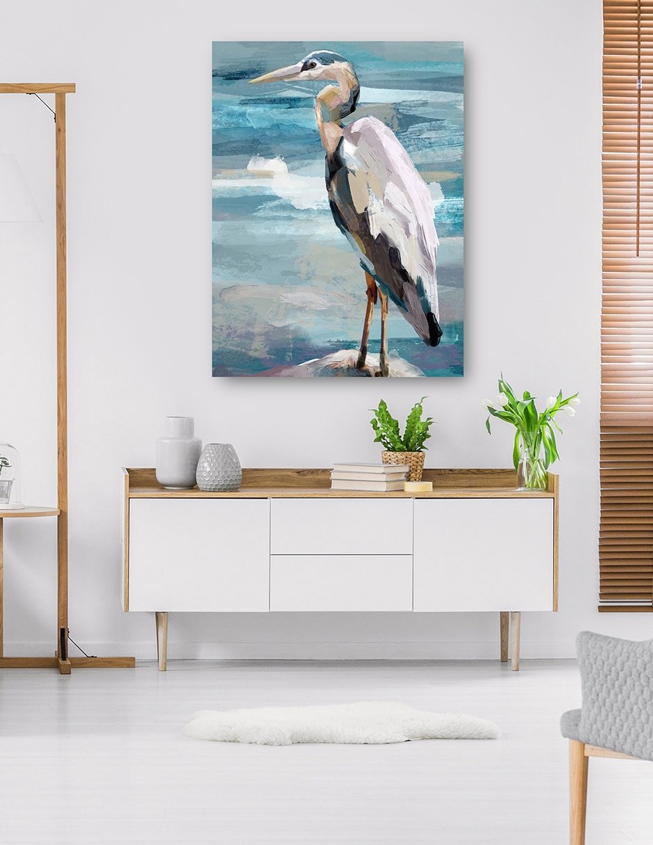 Cuadro decorativo Garza de domingo II técnica mixta Aves Silvestres 6