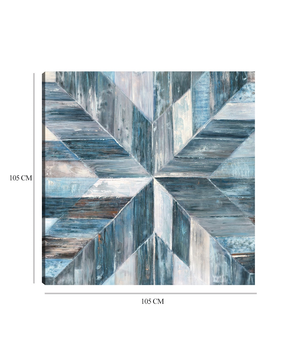 Cuadro decorativo Galería Barnwood Azul técnica mixta Formas 3