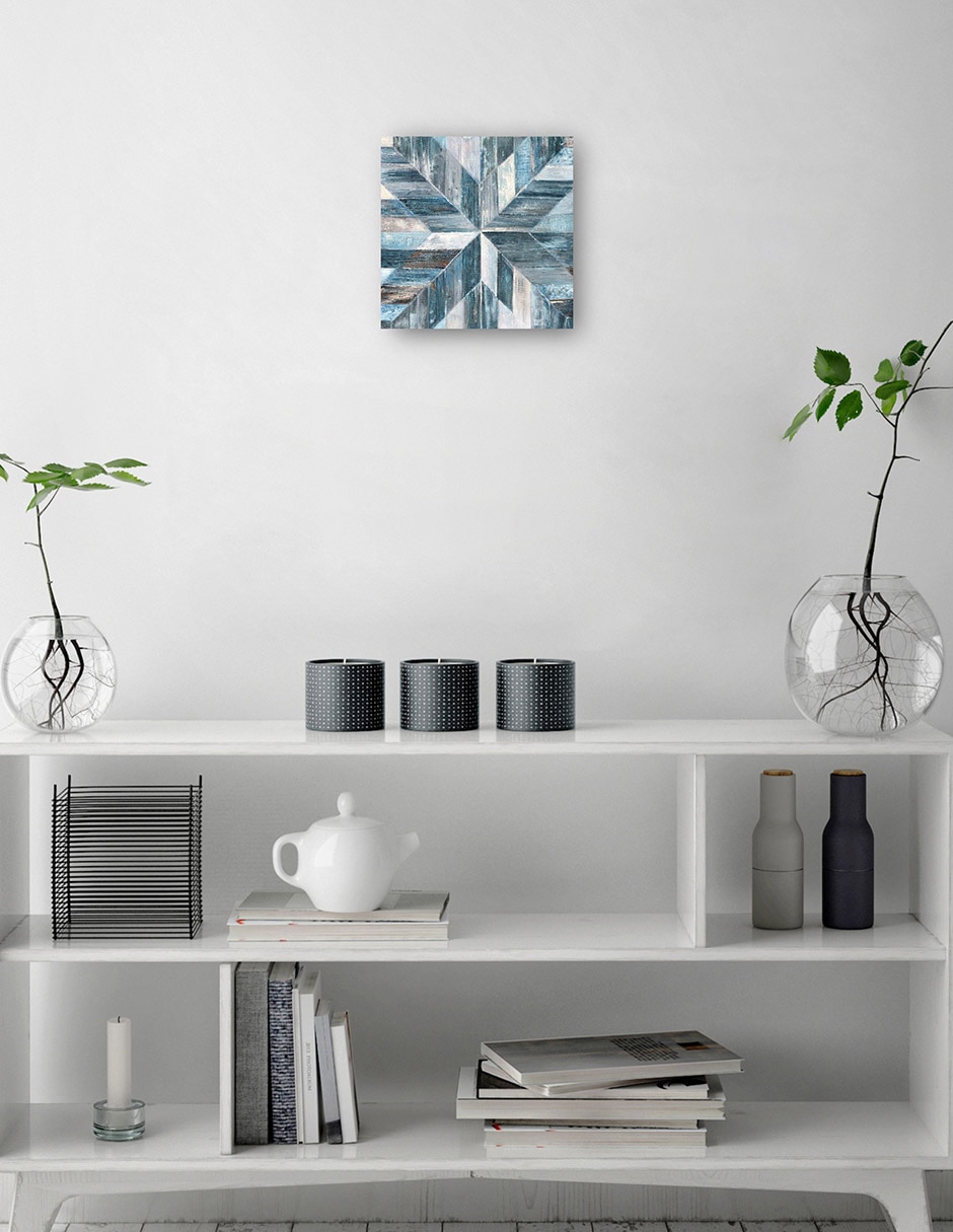 Cuadro decorativo Galería Barnwood Azul técnica mixta Formas 2