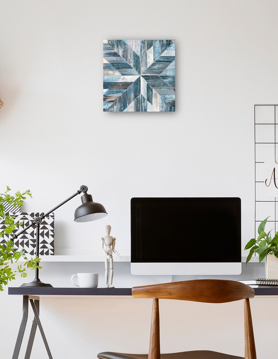 Cuadro decorativo Galería Barnwood Azul técnica mixta Formas 3