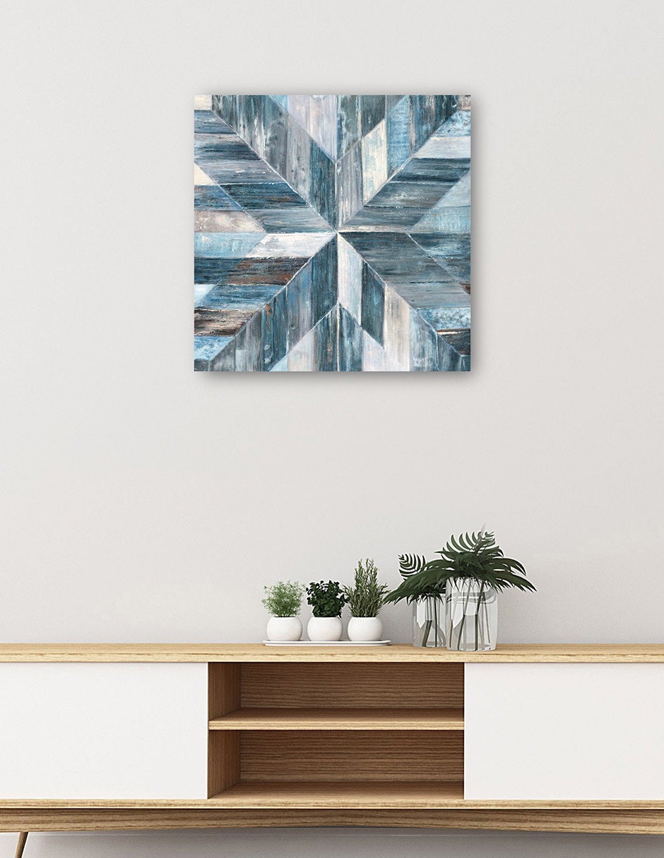 Cuadro decorativo Galería Barnwood Azul técnica mixta Formas 5