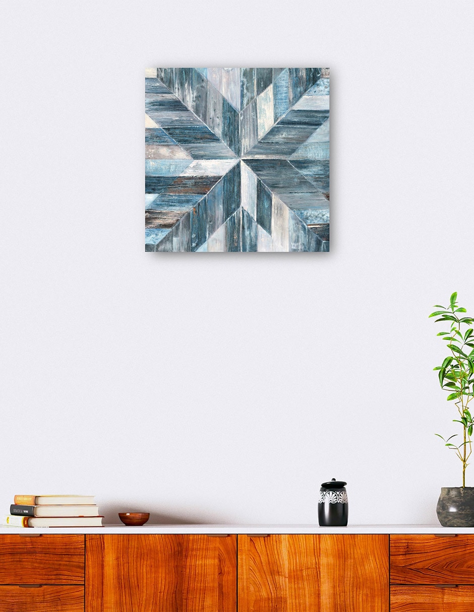 Cuadro decorativo Galería Barnwood Azul técnica mixta Formas 6