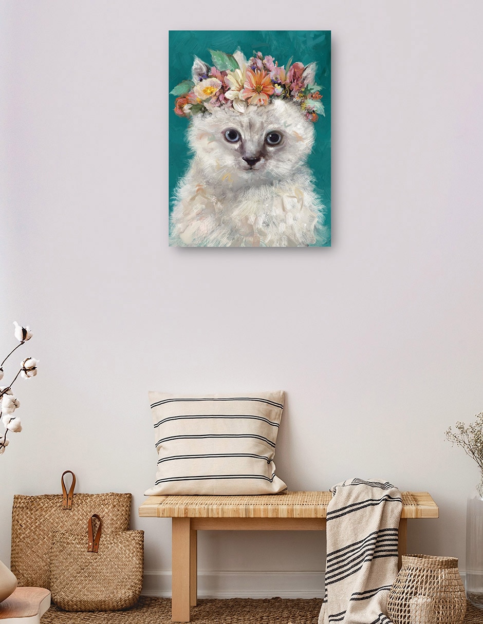 Cuadro decorativo Gatito del poder de la Flor I técnica mixta Arreglo Floral 4