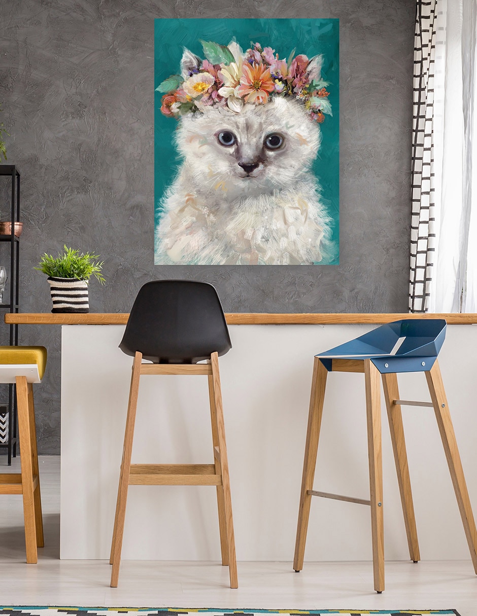 Cuadro decorativo Gatito del poder de la Flor I técnica mixta Arreglo Floral 6