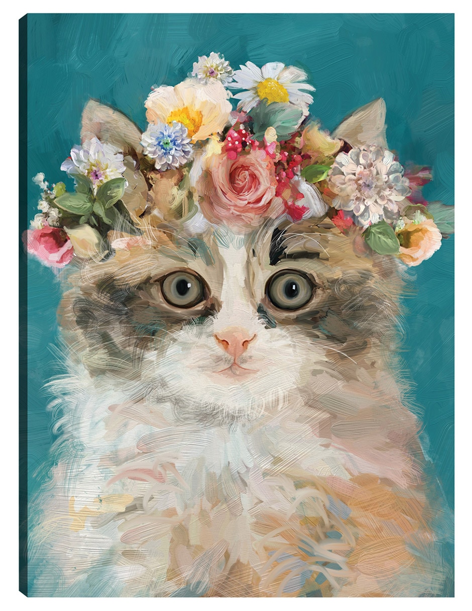 Cuadro decorativo Gatito del poder de la Flor II técnica mixta Animales Domésticos Cuadro decorativo Gatito del poder de la Flor II técnica mixta Animales Domésticos