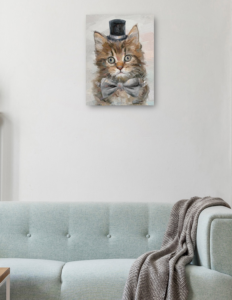 Cuadro decorativo Gatos con sombrero de copa IV técnica mixta Animales Domésticos 2