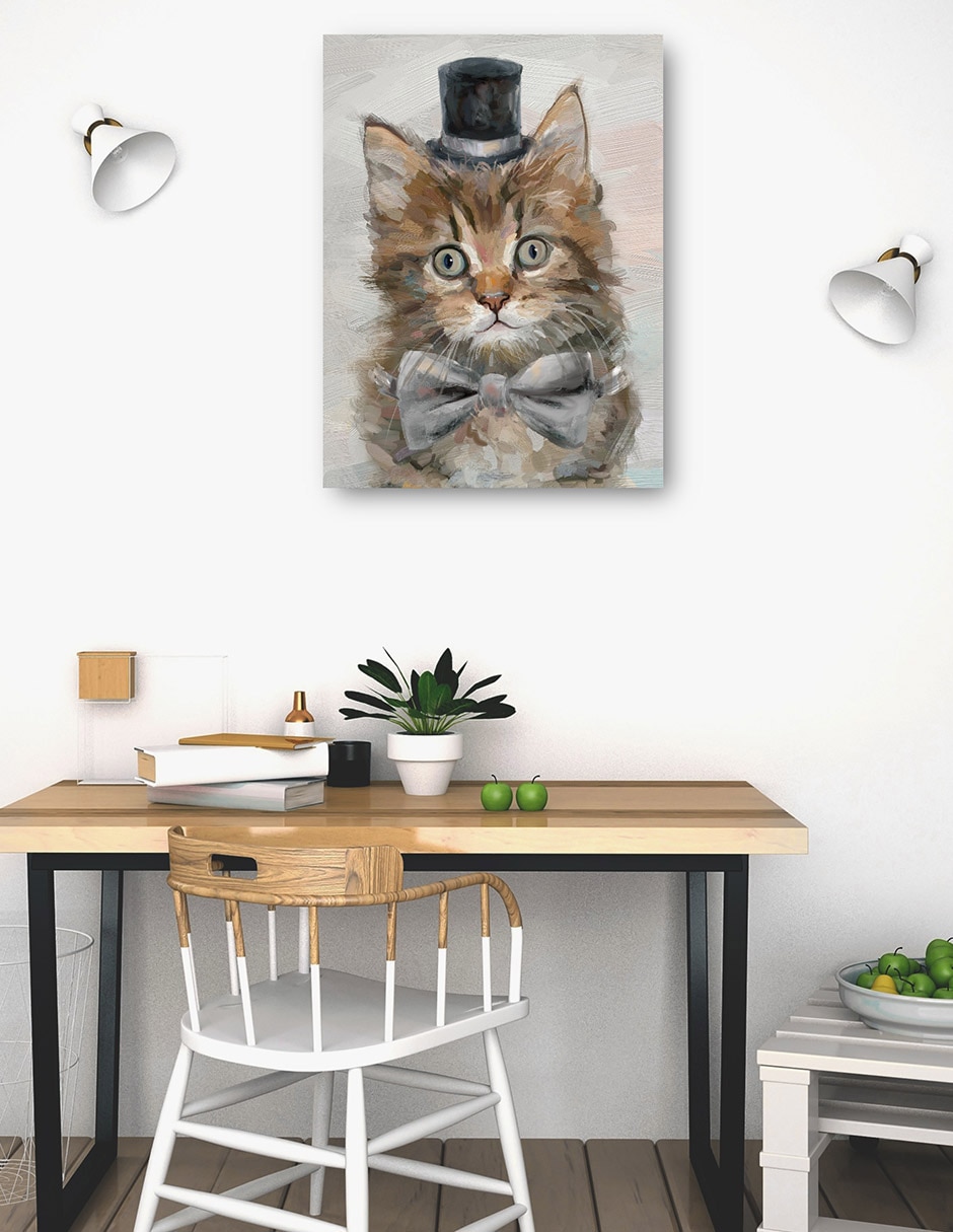Cuadro decorativo Gatos con sombrero de copa IV técnica mixta Animales Domésticos 4