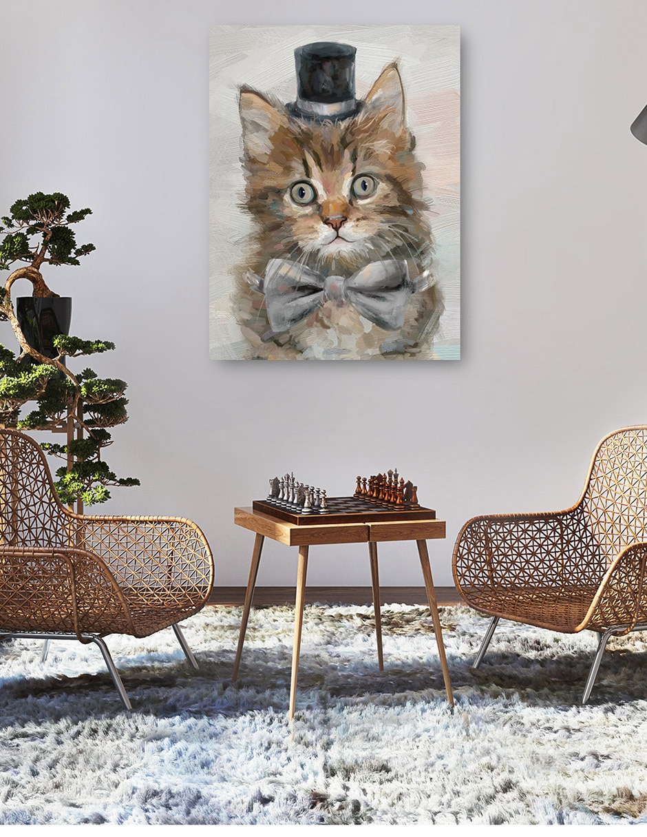 Cuadro decorativo Gatos con sombrero de copa IV técnica mixta Animales Domésticos 5