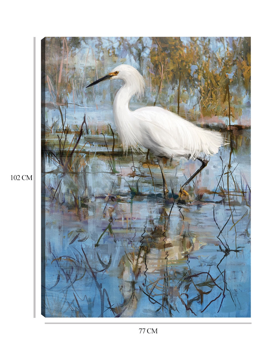Cuadro decorativo Garceta blanca técnica mixta Aves Silvestres 9