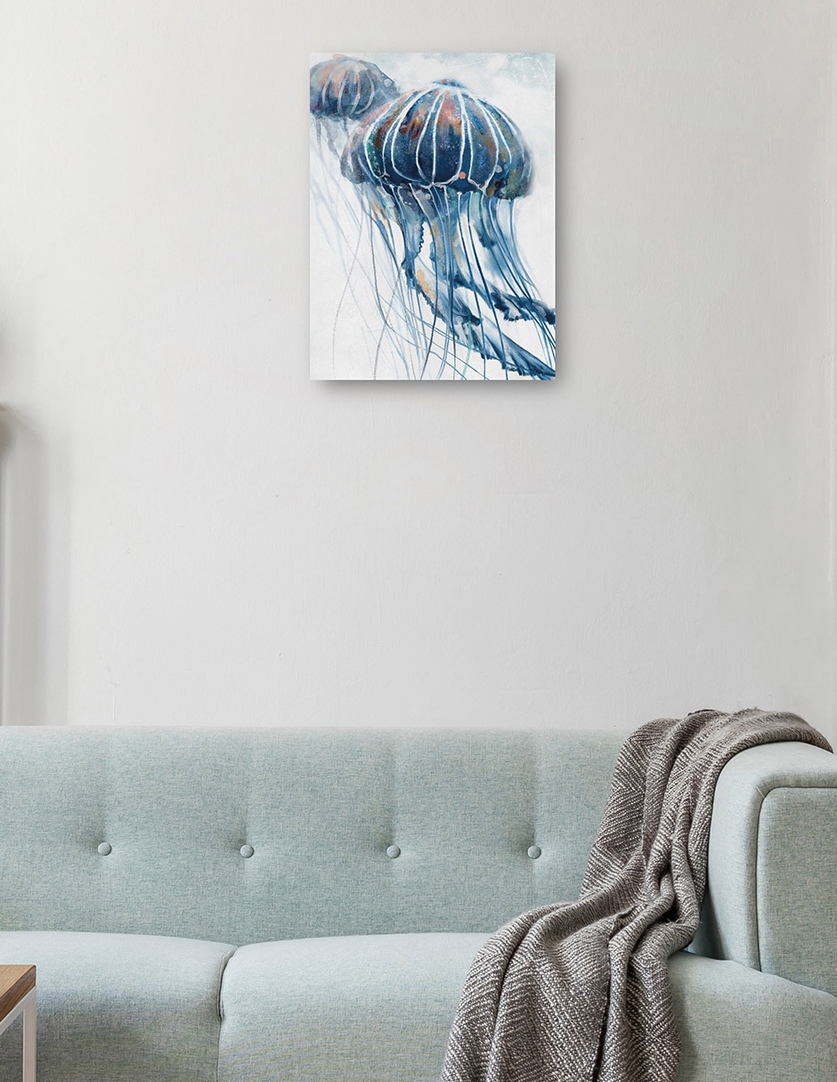 Cuadro decorativo Jaleas de índigo técnica mixta Animales Marinos 2