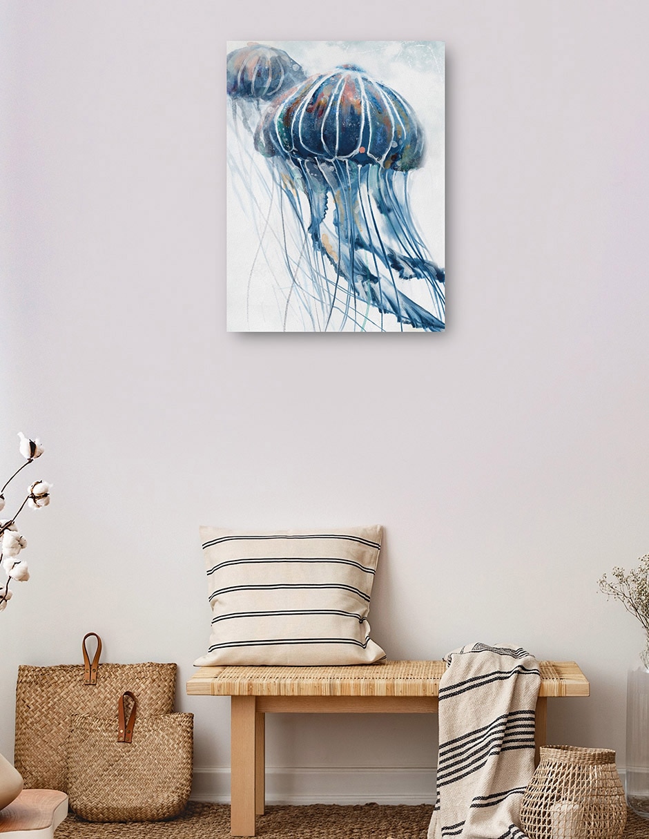 Cuadro decorativo Jaleas de índigo técnica mixta Animales Marinos 3