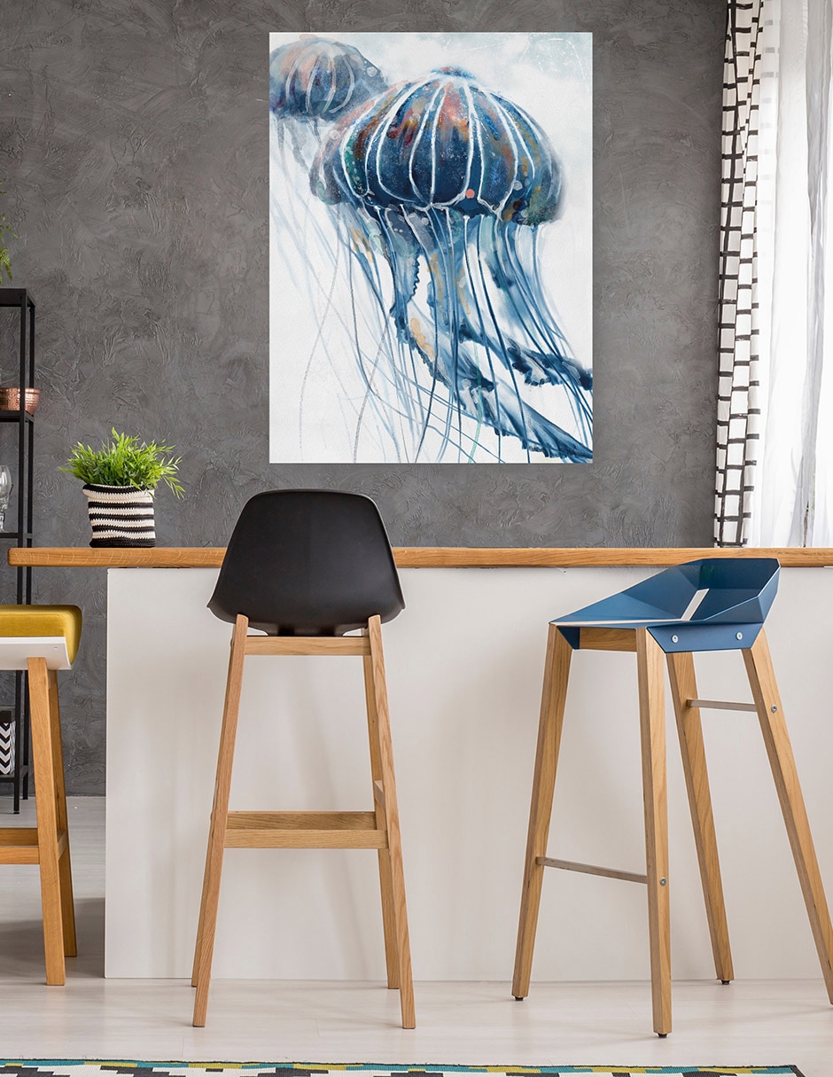 Cuadro decorativo Jaleas de índigo técnica mixta Animales Marinos 5