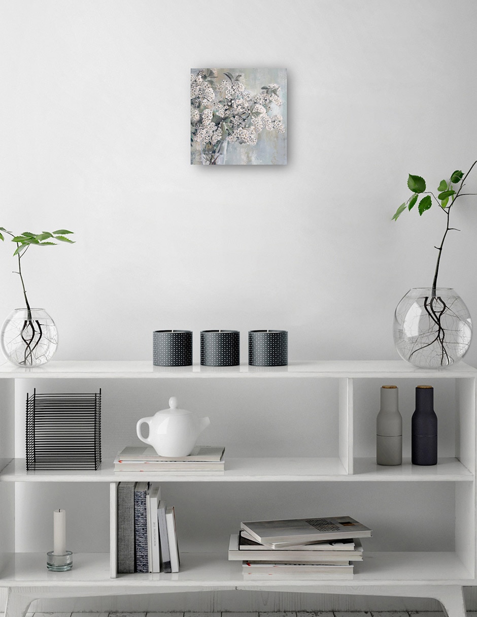 Cuadro decorativo Jardín Blanco técnica mixta Arreglo Floral 2