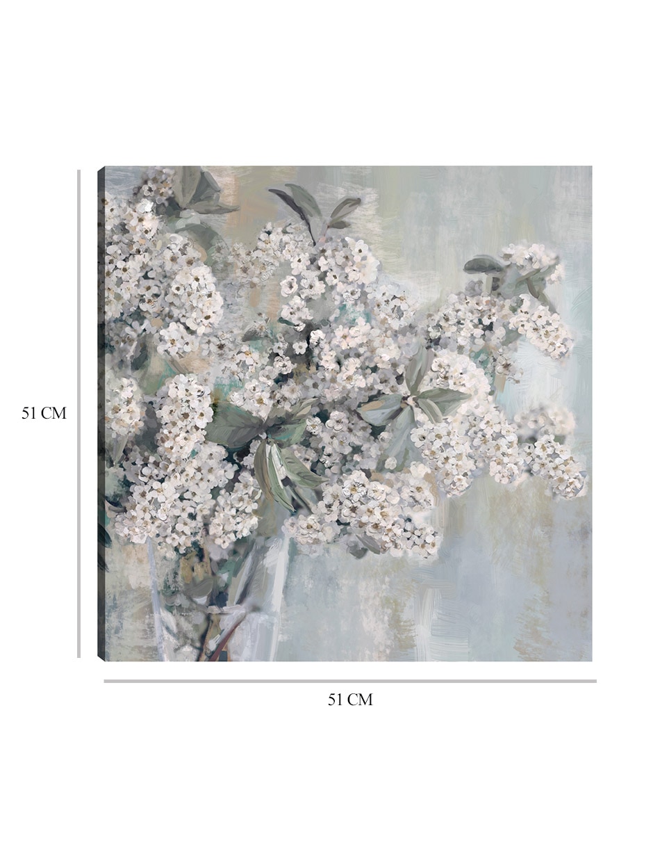 Cuadro decorativo Jardín Blanco técnica mixta Arreglo Floral 9