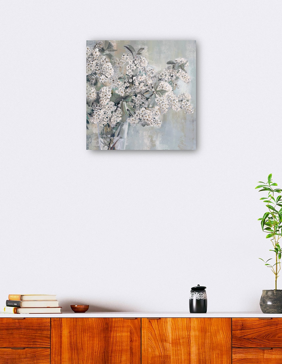 Cuadro decorativo Jardín Blanco técnica mixta Arreglo Floral 6