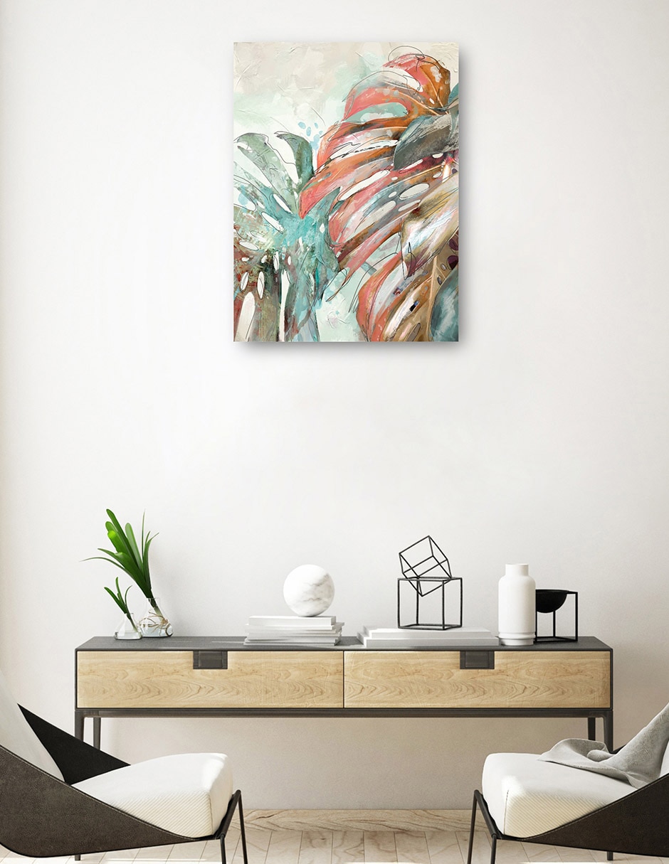Cuadro decorativo Hojas de arte lineal I técnica mixta Floración 3