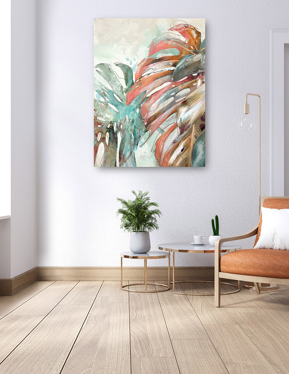 Cuadro decorativo Hojas de arte lineal I técnica mixta Floración 6