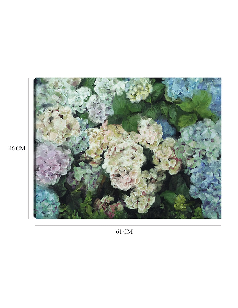Cuadro decorativo Jardín de hortensias técnica mixta Primavera 9