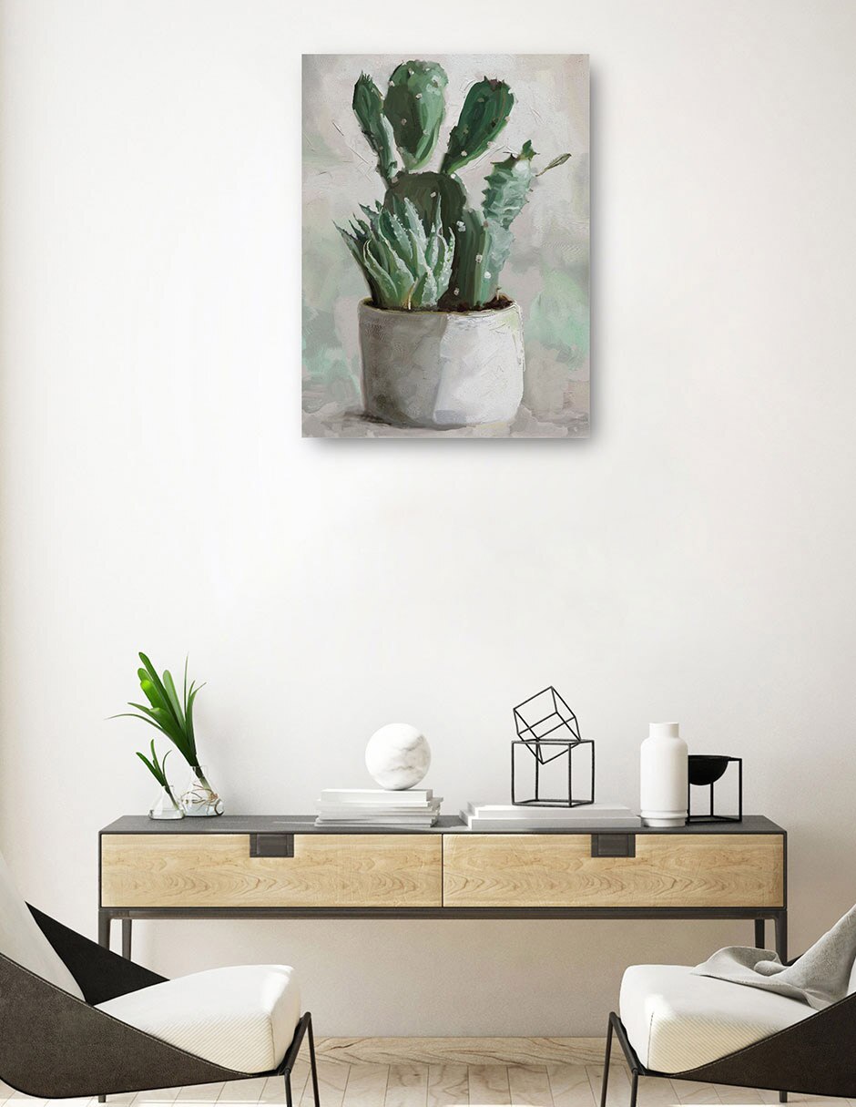Cuadro decorativo Jardín del desierto I técnica mixta Macetas 3