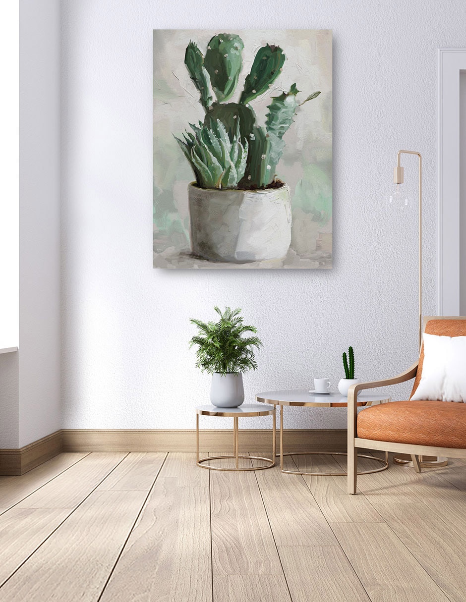 Cuadro decorativo Jardín del desierto I técnica mixta Macetas 6