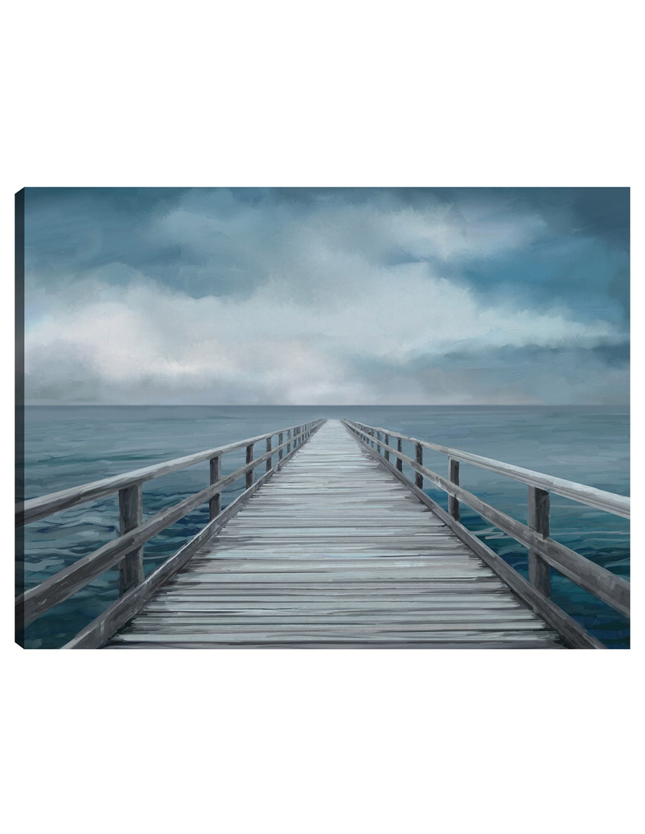 Cuadro decorativo Horizonte azul técnica mixta Muelles