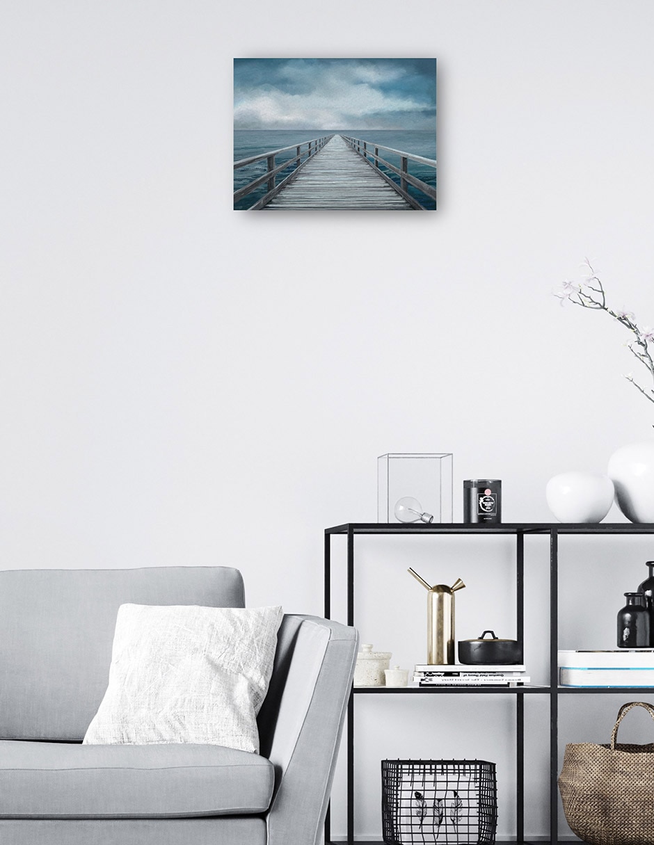 Cuadro decorativo Horizonte azul técnica mixta Muelles 2