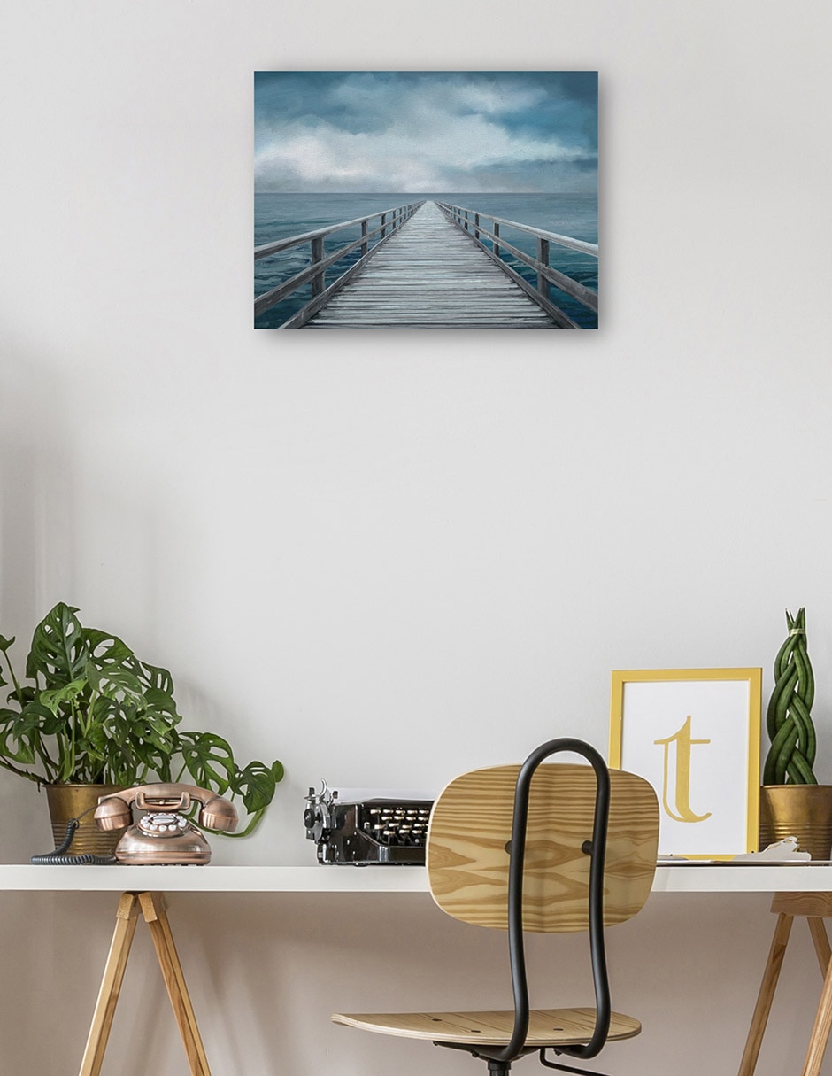 Cuadro decorativo Horizonte azul técnica mixta Muelles 3