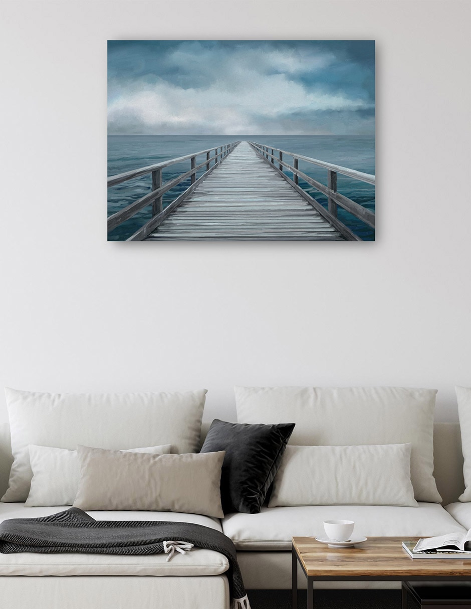 Cuadro decorativo Horizonte azul técnica mixta Muelles 5