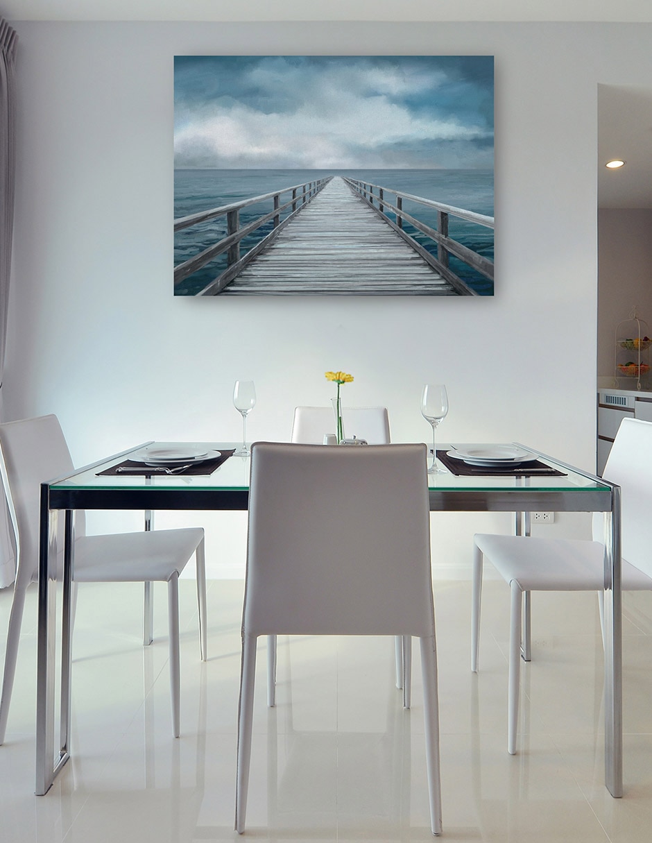 Cuadro decorativo Horizonte azul técnica mixta Muelles 6