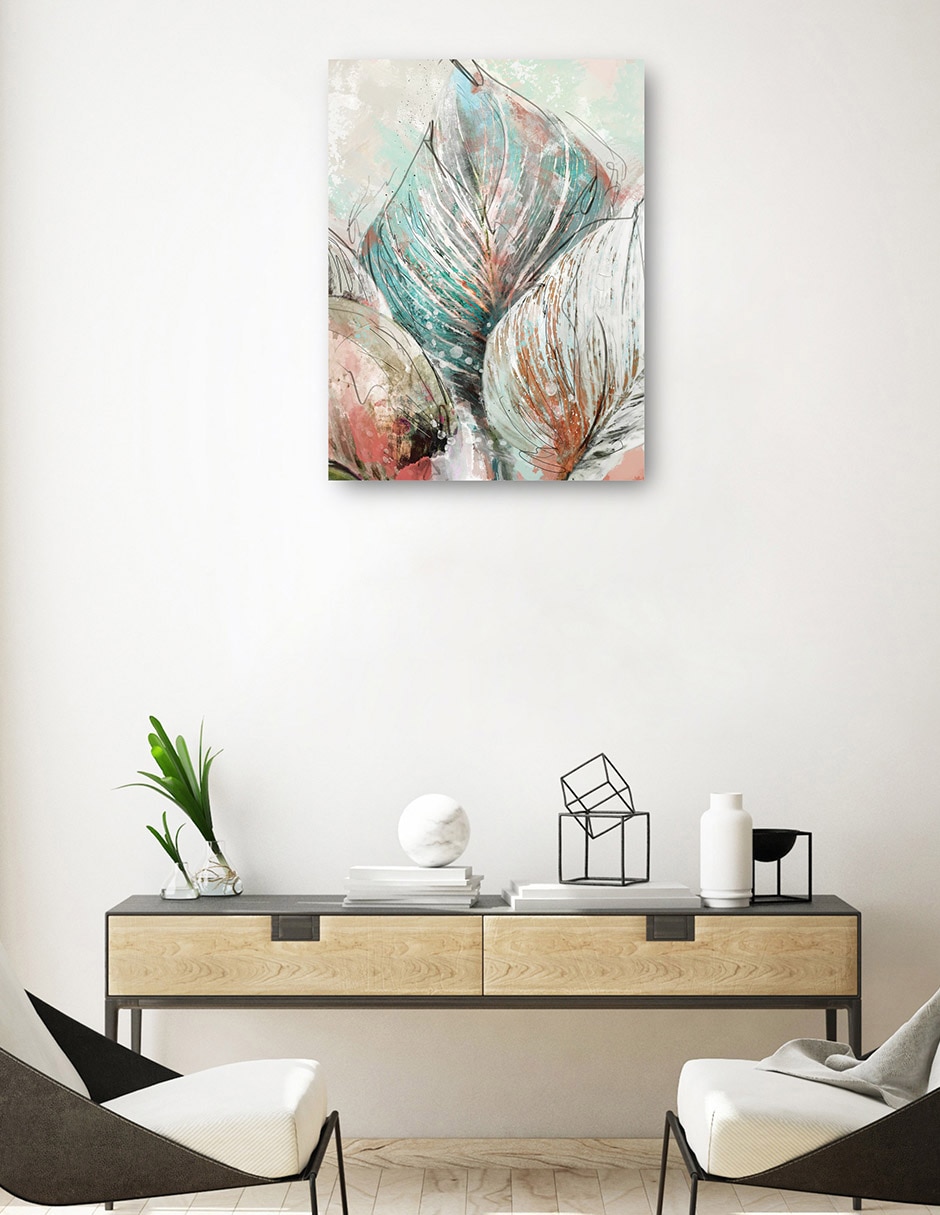 Cuadro decorativo Hojas de arte lineal II técnica mixta Primavera 3