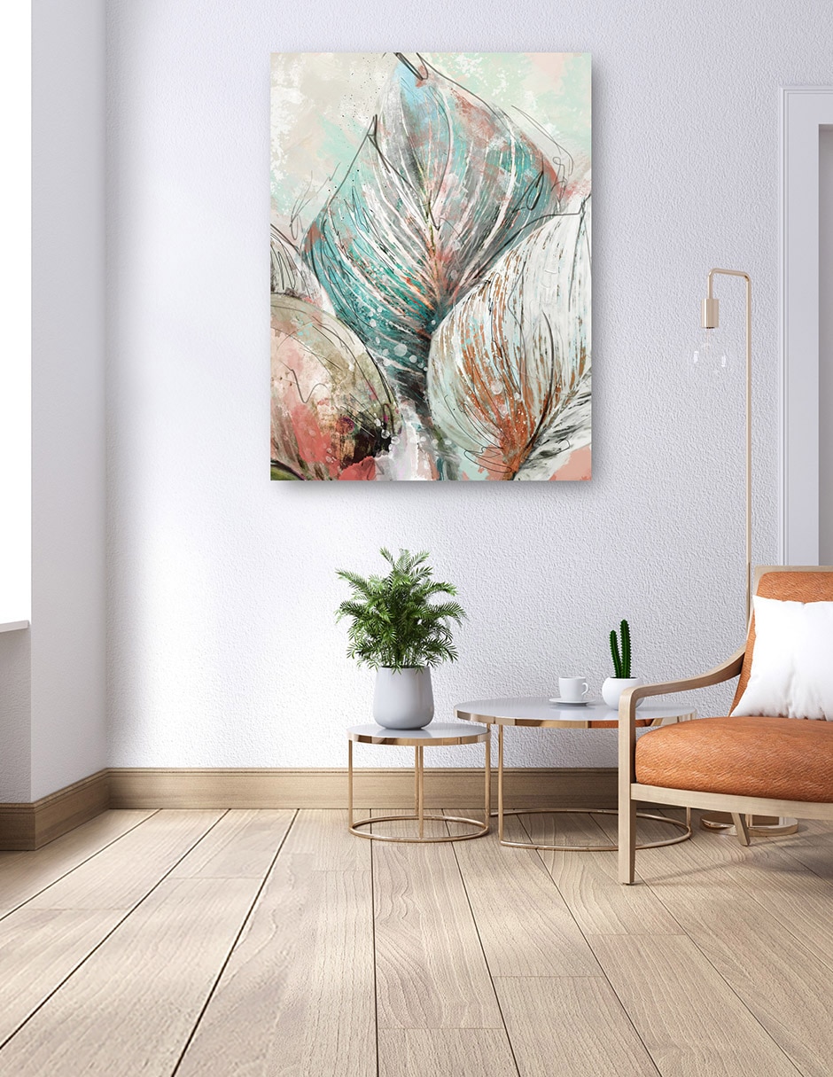 Cuadro decorativo Hojas de arte lineal II técnica mixta Primavera 6