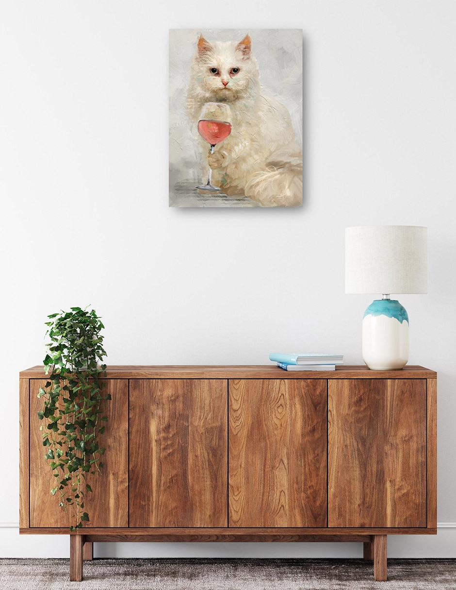 Cuadro decorativo Hora feliz felina técnica mixta Animales Domésticos 2