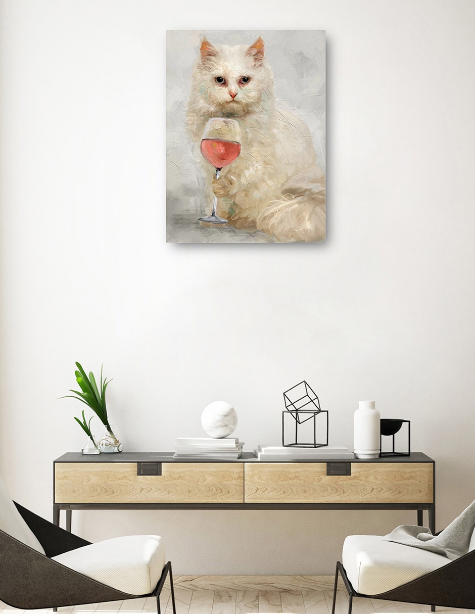 Cuadro decorativo Hora feliz felina técnica mixta Animales Domésticos 3