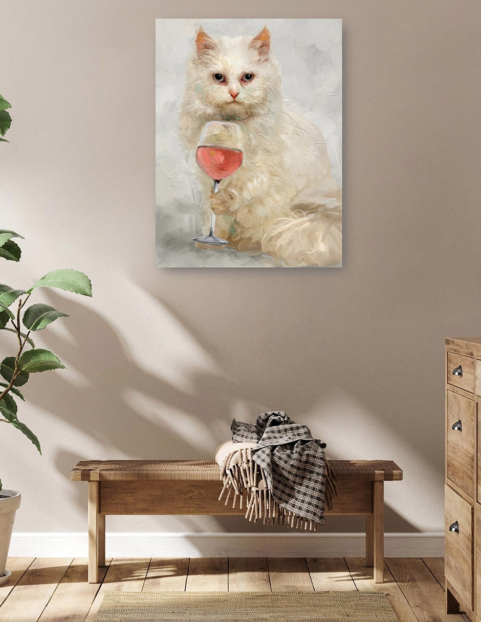 Cuadro decorativo Hora feliz felina técnica mixta Animales Domésticos 5