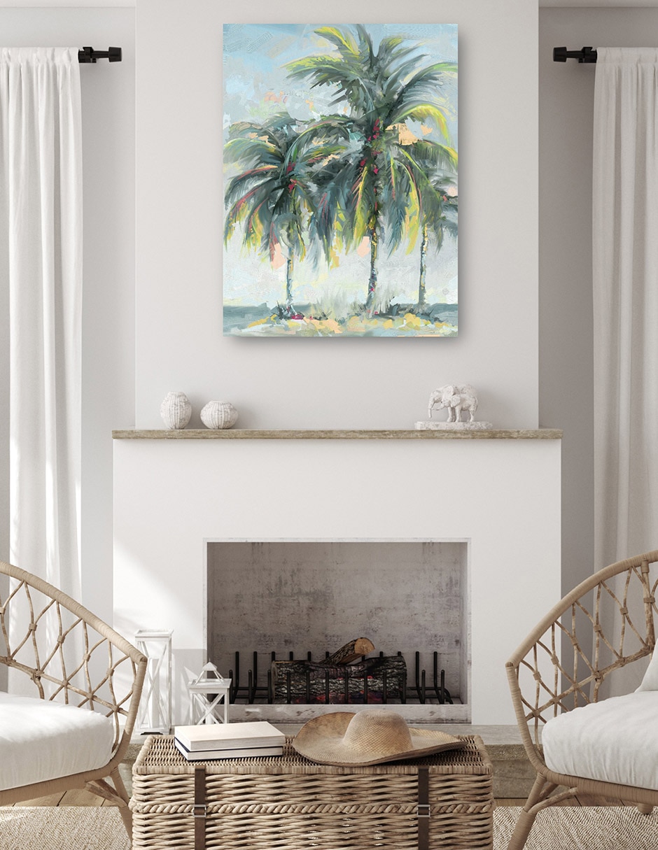 Cuadro decorativo técnica mixta Palmeras 4
