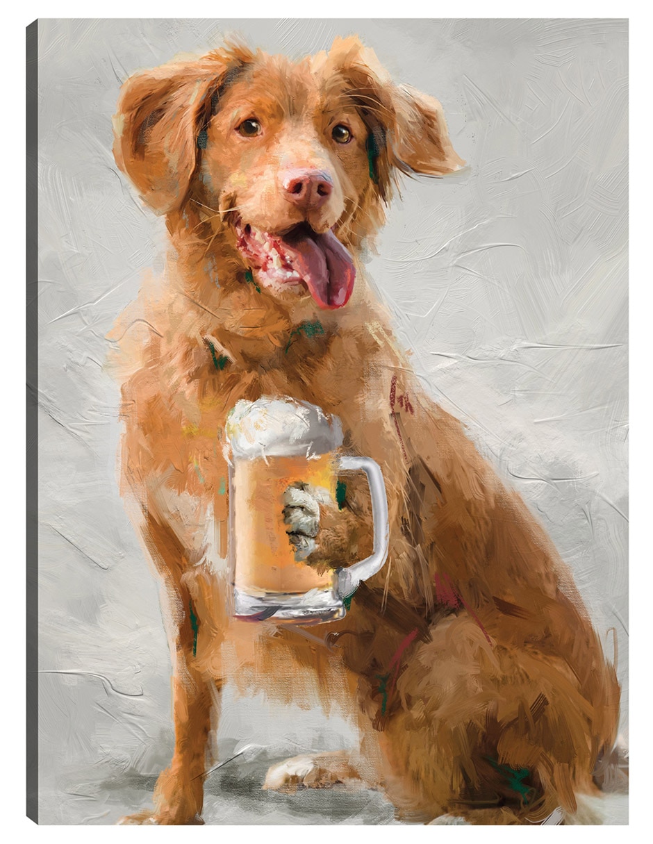 Cuadro decorativo Hora feliz canina técnica mixta Animales Domésticos Cuadro decorativo Hora feliz canina técnica mixta Animales Domésticos