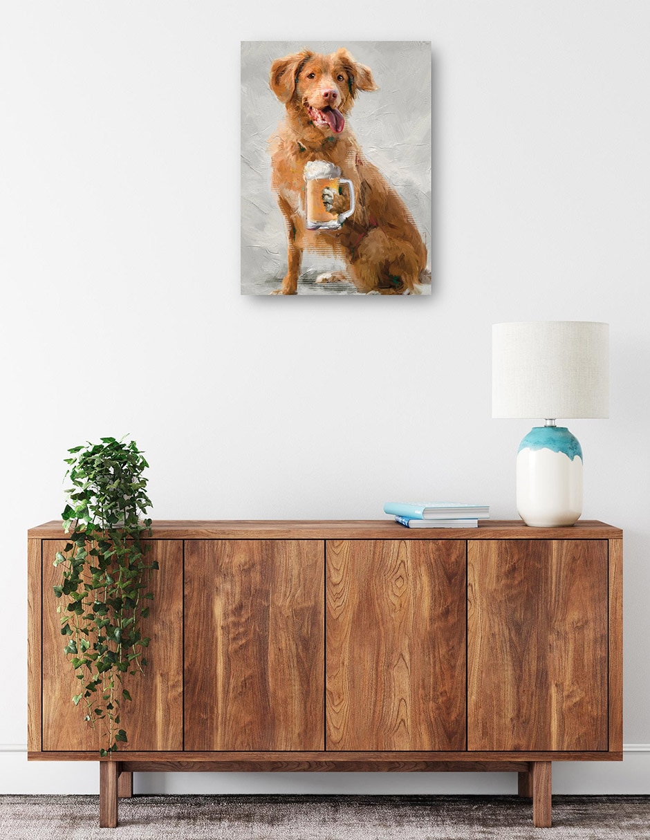 Cuadro decorativo Hora feliz canina técnica mixta Animales Domésticos 2
