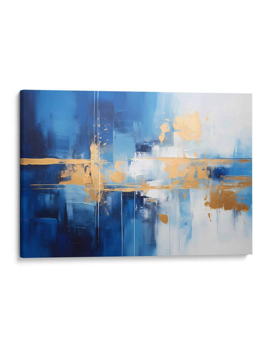 Cuadro decorativo Abstracto azul dorado por Obed Pereyra