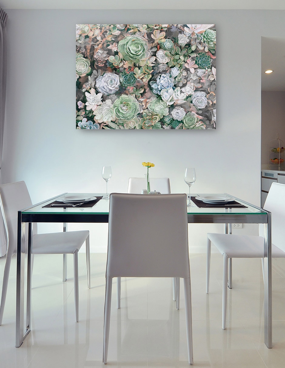 Cuadro decorativo Jardín suculento técnica mixta Floración 6