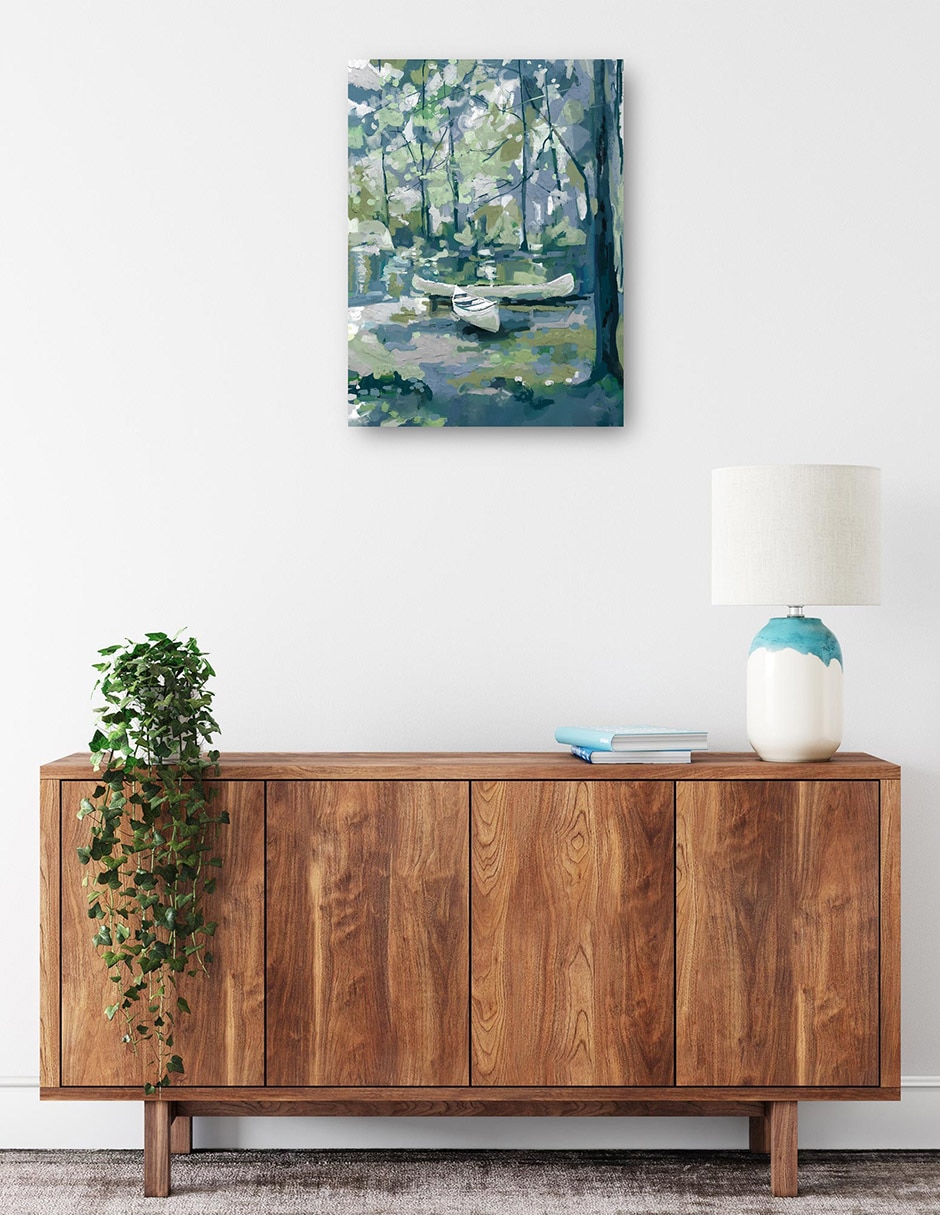 Cuadro decorativo Limpieza de canoas técnica mixta Lagos 3