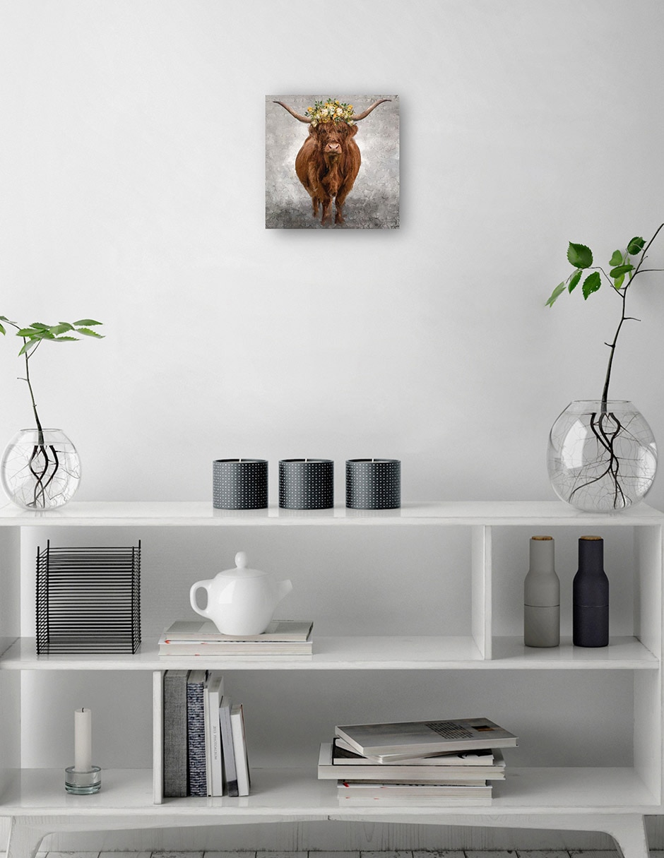 Cuadro decorativo Lady Longhorn técnica mixta Animales Domésticos 2