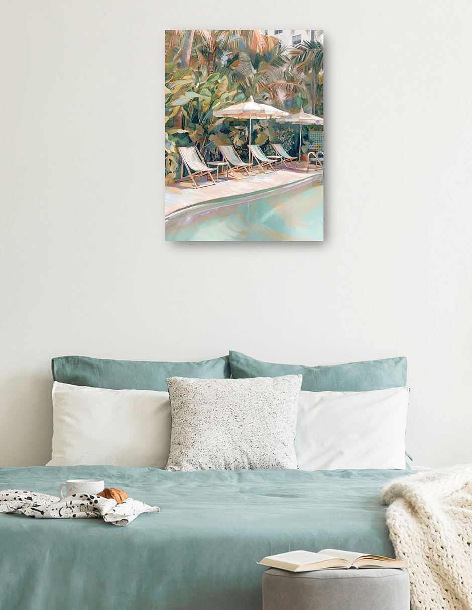 Cuadro decorativo Junto a la piscina técnica mixta Lugares 3