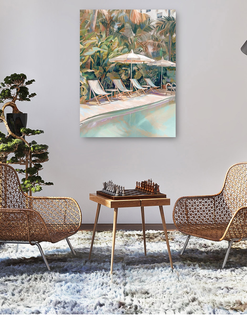 Cuadro decorativo Junto a la piscina técnica mixta Lugares 5