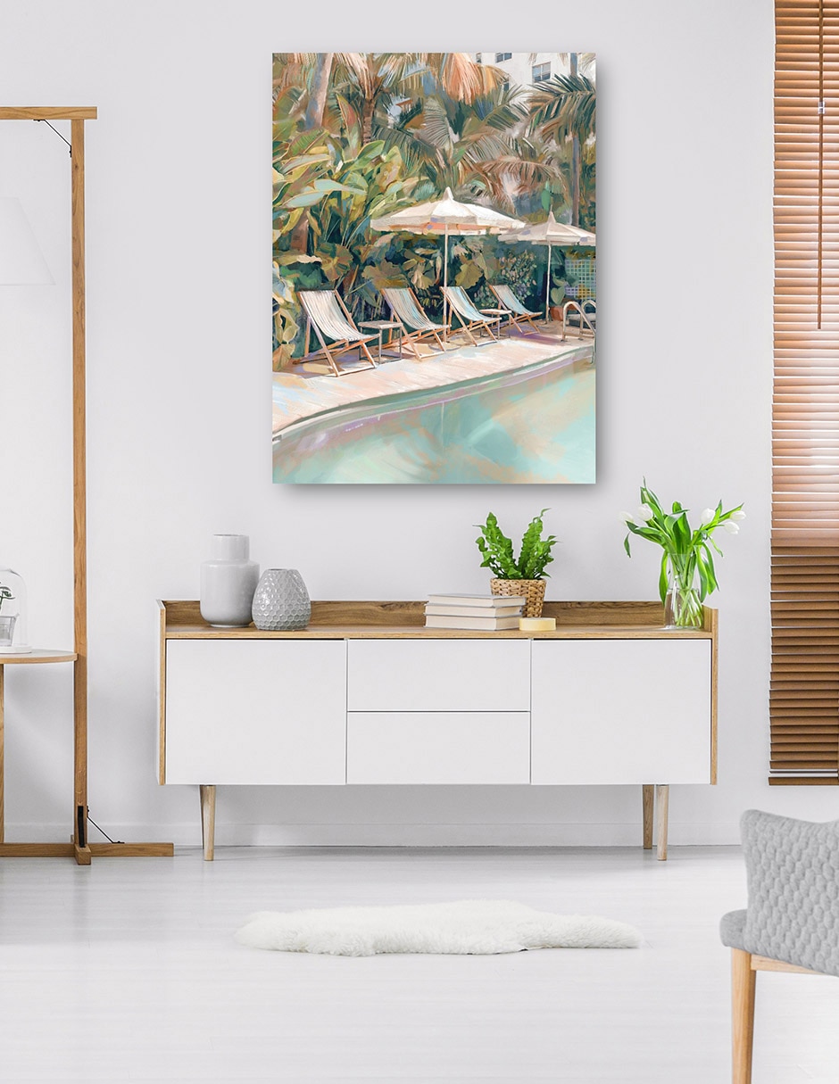 Cuadro decorativo Junto a la piscina técnica mixta Lugares 6