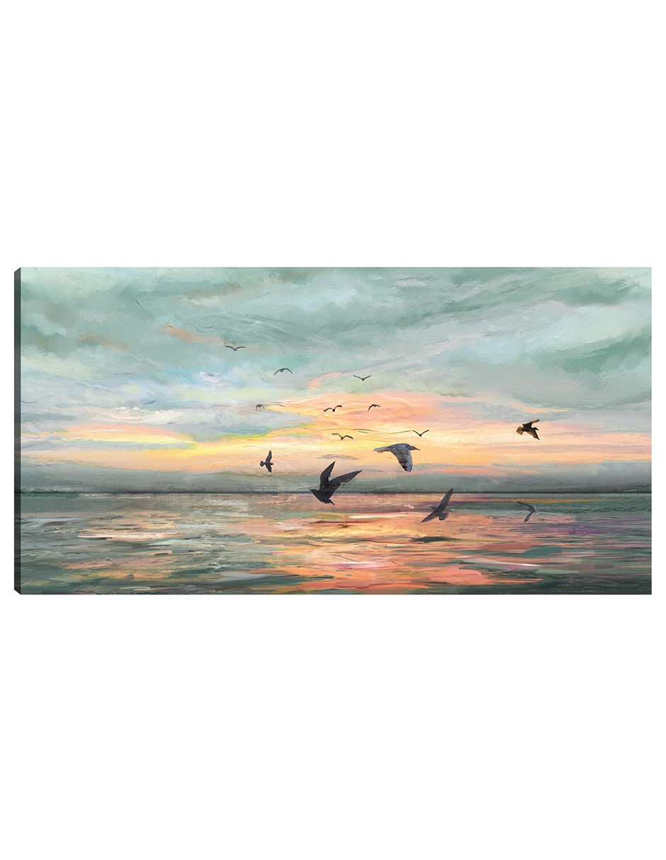 Cuadro decorativo Vuelo al amanecer técnica mixta Crepúsculo Cuadro decorativo Vuelo al amanecer técnica mixta Crepúsculo