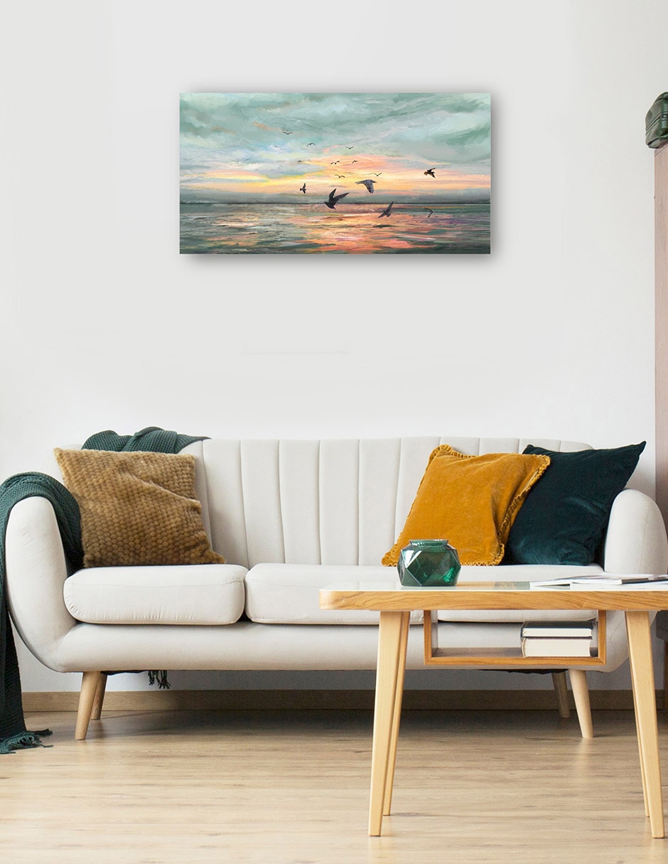 Cuadro decorativo Vuelo al amanecer técnica mixta Crepúsculo 5
