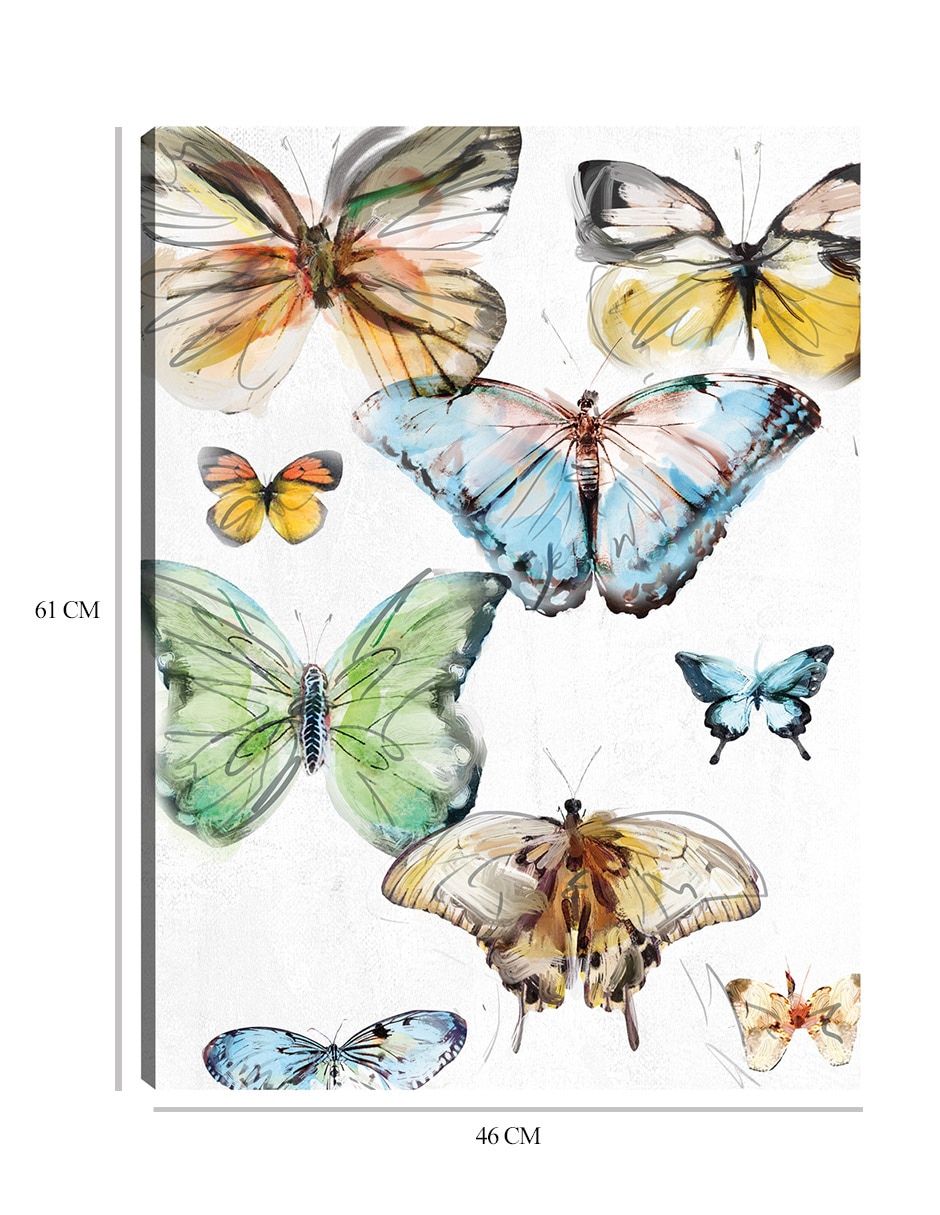 Cuadro decorativo Los Papillons I técnica mixta Vida Silvestre 9