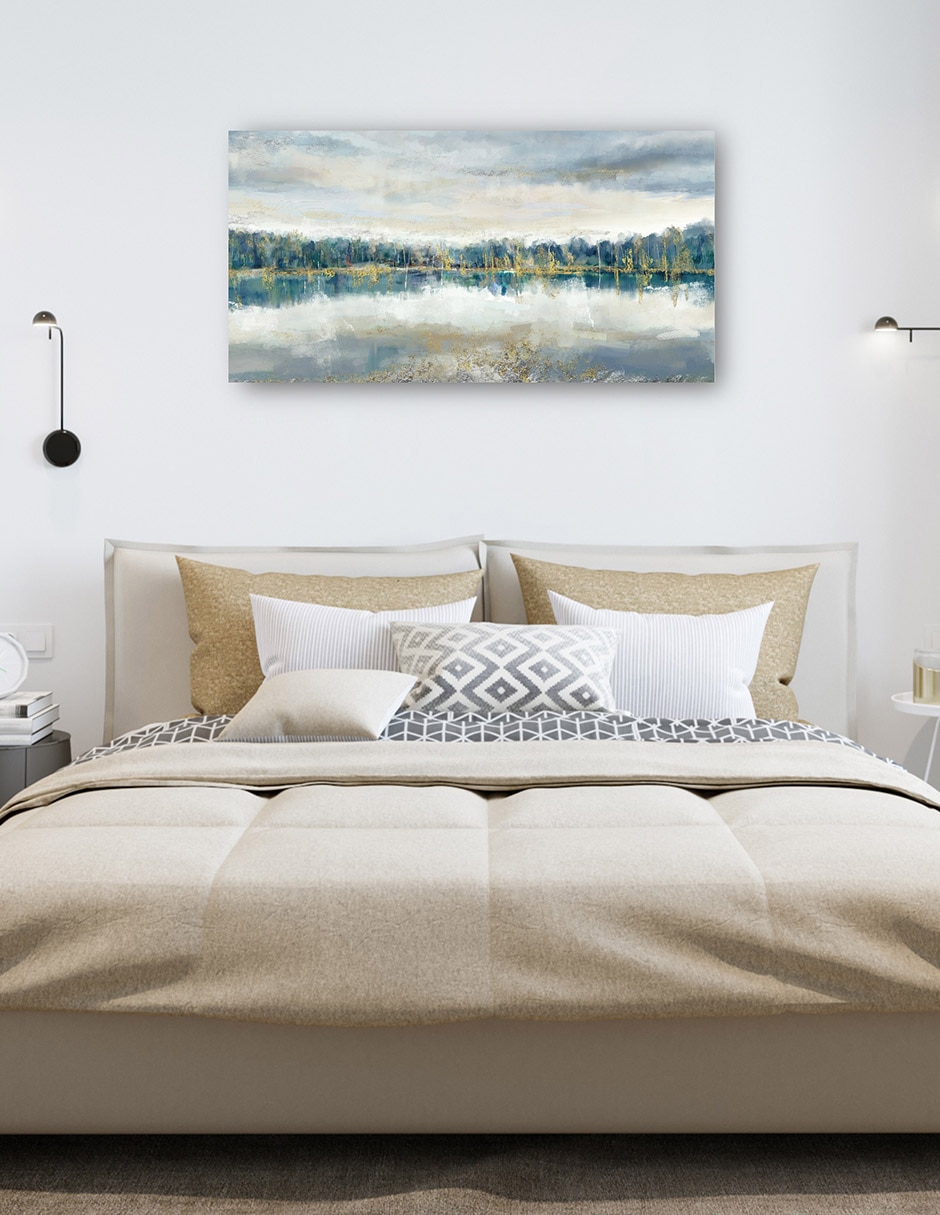 Cuadro decorativo Lujo junto al lago técnica mixta Lagos 6