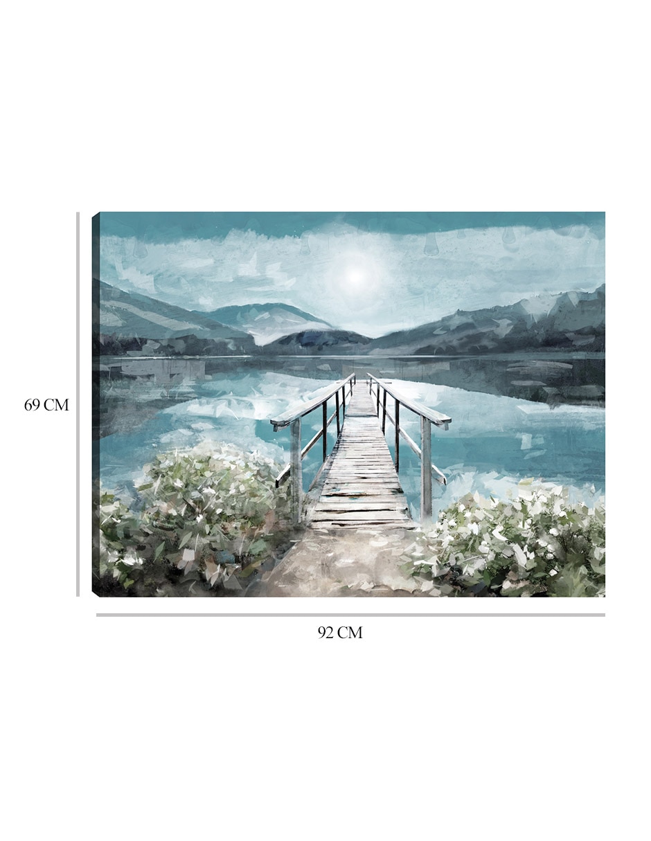 Cuadro decorativo Luz del amanecer junto al lago técnica mixta Lagos 2