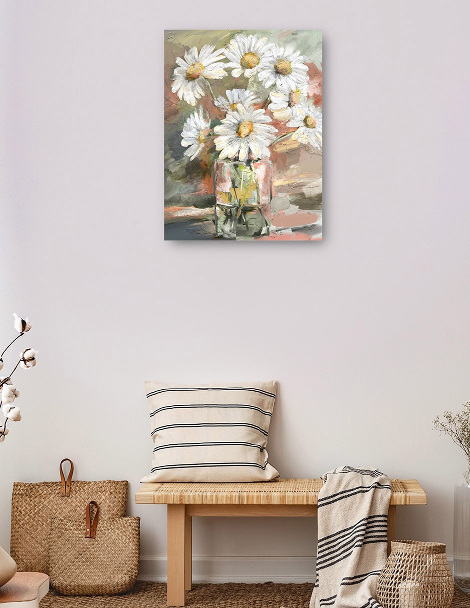 Cuadro decorativo Margaritas técnica mixta Floreros 4